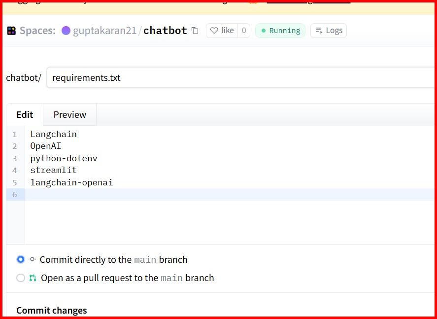 Picture showing the requirements.txt with the list of libraries to be installed